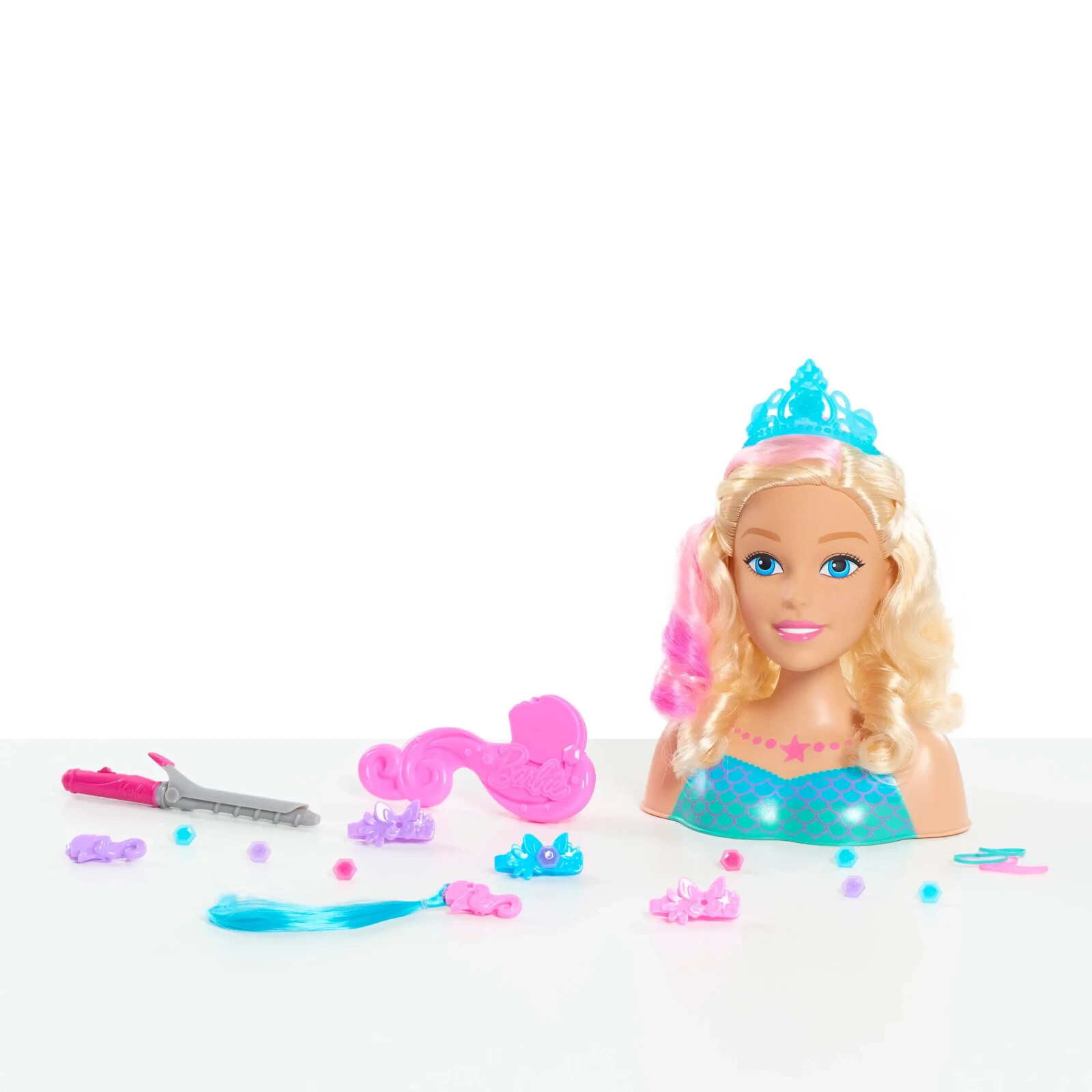 22 pieces, Barbie Dreamtopia Mermaid Styling Head, Kids Toys for Ages 3 Up, Gift