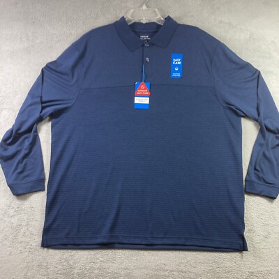 Haggar Cool 18 Pro Polo Shirt Men XL Blue Performance Stretch Easy Care LS w Tag