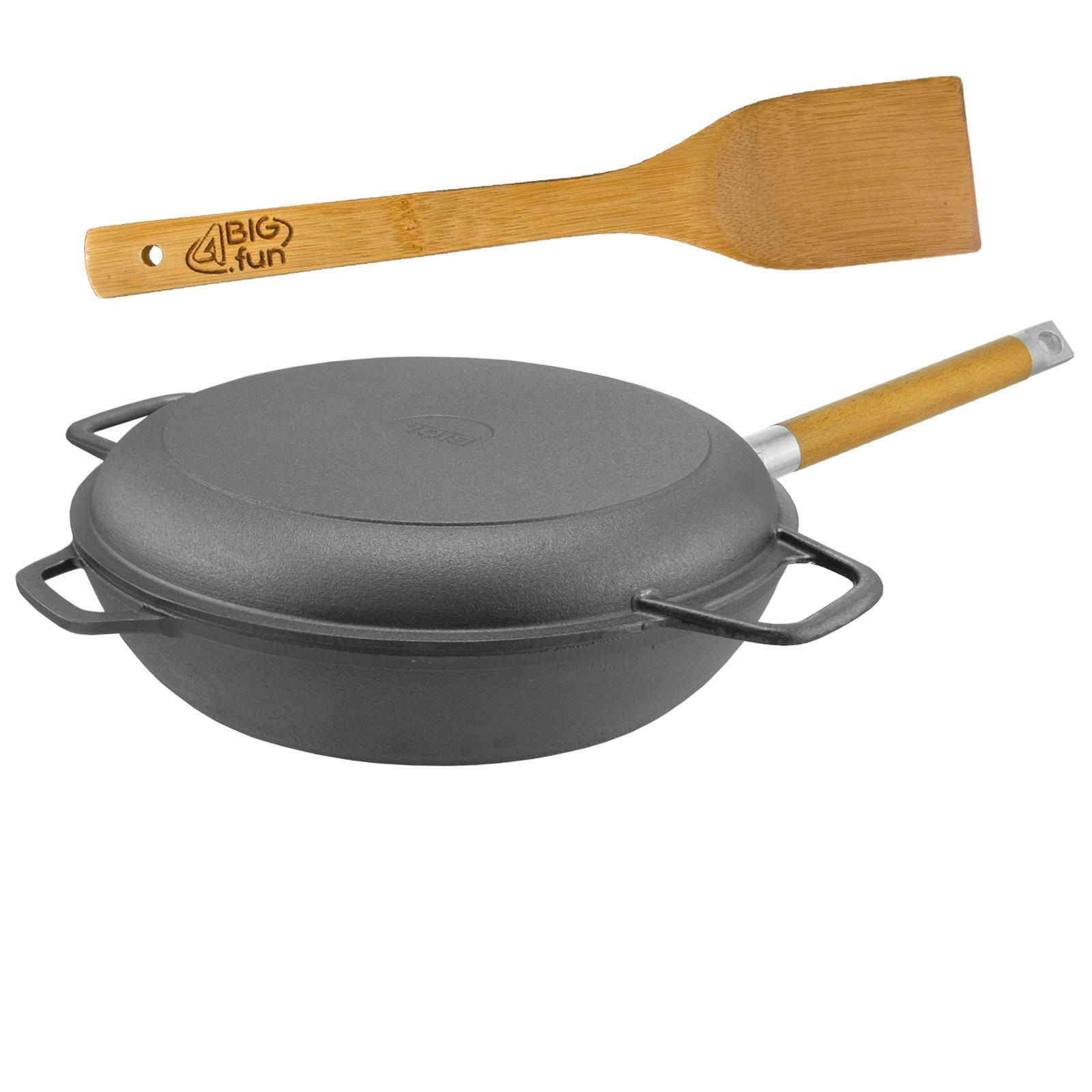 26cm Bratpfanne aus Gusseisen mit abnehmbarem Griff Deckel Bratpfanne und Wender