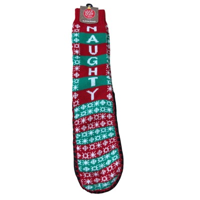 Ugly Stuff Christmas Slipper Socks OS NWT Naughty Nice Red Green