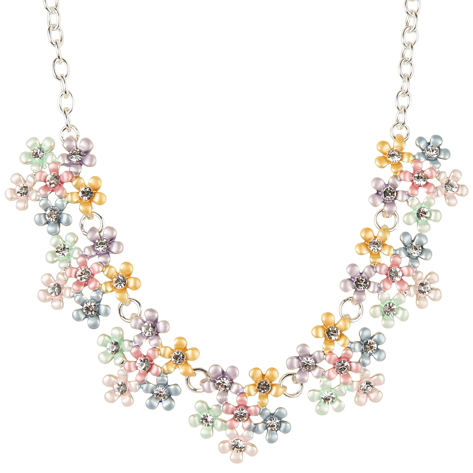 SCHMUCKBAR - VERSILBERTES COLLIER / KETTE MIT KRISTALLEN UND BUNTEN ELEMENTEN