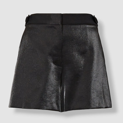 $250 Milly Women's Black Aria Glazed Poly Shorts Size 4