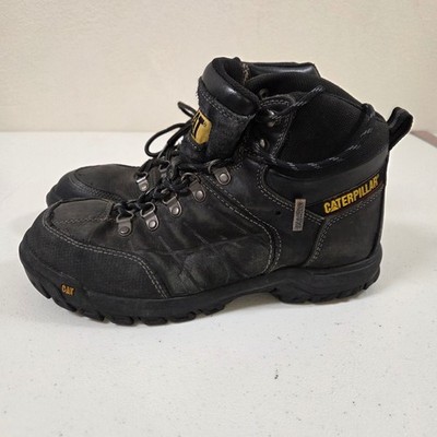 Caterpillar Mens P90802 Black Leather Waterproof Safety Toe Work Boots 8.5 Wide