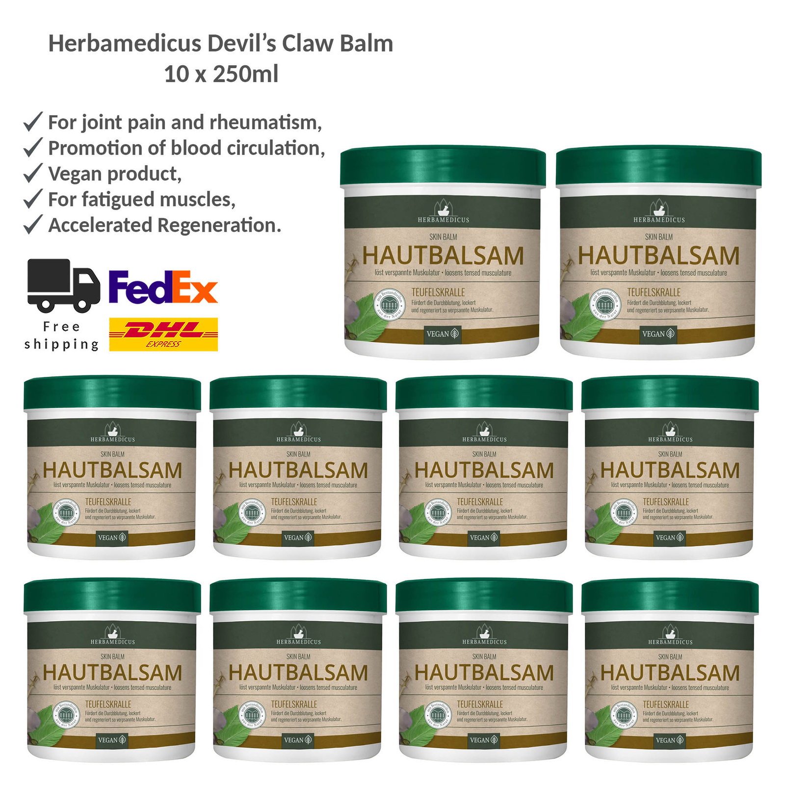 Herbamedicus Skin Balm with Devil’s Claw Natural Relief for Joint Pain x10