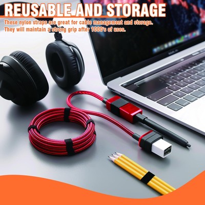 2"x20' Double Sided Hook & Loop Straps for Bundling Fastening Storage Organizer