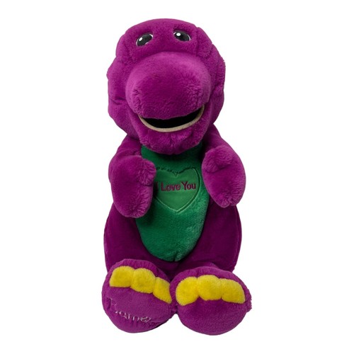 Vintage 90s Playskool Talking Barney Purple Dinosaur Plush Sings I