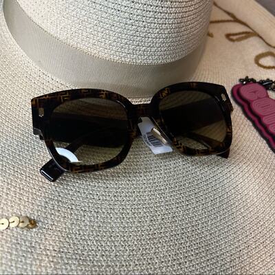 Pre-owned Fendi Brown & Black Havana Sunglasses W/ Gold Details, “ff0458/g/s”, In Gray