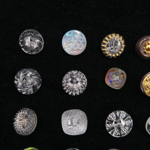 Mixed Lot of 30 Vintage Clear Glass Buttons - Small Round Textured