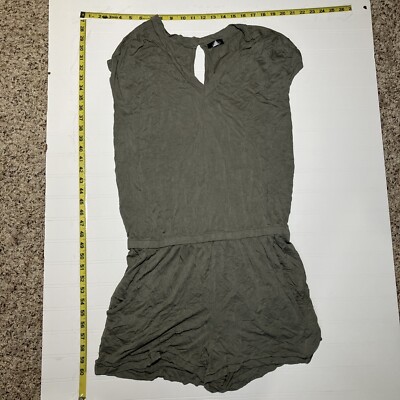 Lascana Venus Women's Large Romper (tag 8) Green  Vneck Pockets Cinched Waist