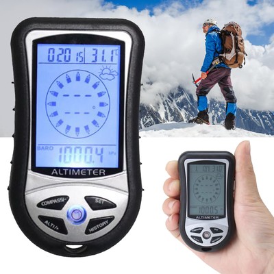 Portable Multifunction Altimeter Digital Compass Clock Barometer Thermometer 2m