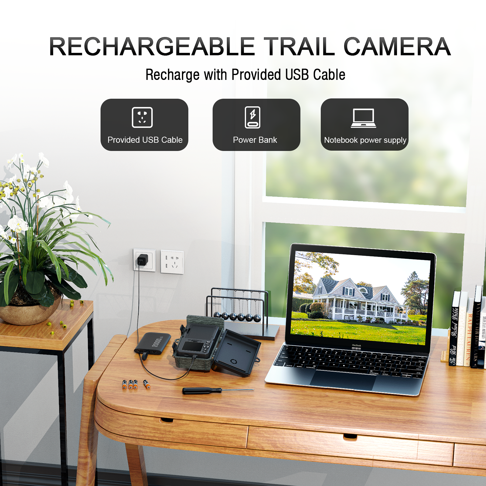 Solar WiFi Trail Camera 4K 46MP Bluetooth Wildlife Hunting Game Cam Night Vision