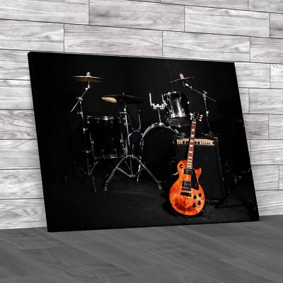 Rock Jazz Music Instrument Set Guitar Drum Canvas Print Large Picture Wall