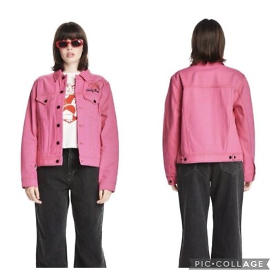 Trixie Mattel Teddy Fresh Hot Pink Denim Trucker Jacket Size Large 