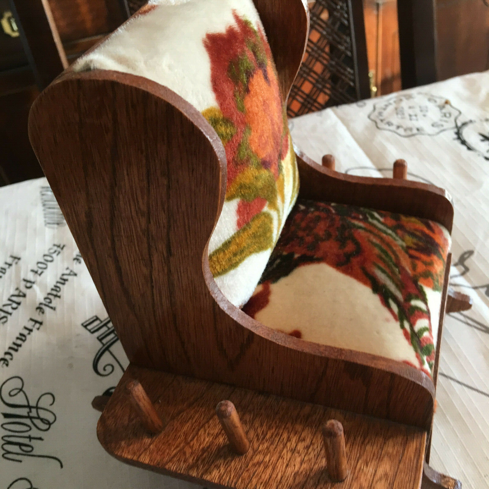 Vintage Pin Cushion Rocking Chair Handmade Thread Holder