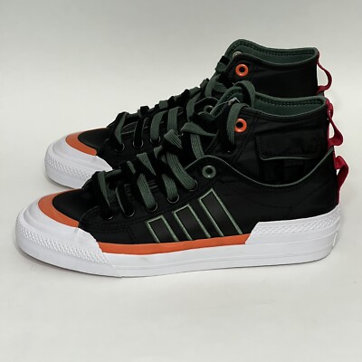 Adidas Men Size 7 Originals Nizza Hi DL Black Green Orange GZ2653 New