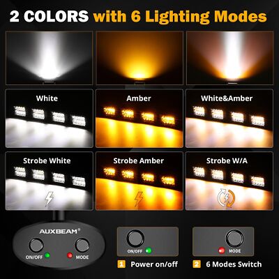 AUXBEAM 4" LED Work Light Bar Spot Cube Pods White Amber Strobe Fog Driving Lamp