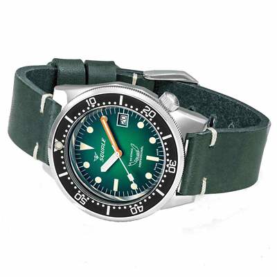 Pre-owned Squale 1521profgr.pve Green Ray Diver Wristwatch In Green/silver