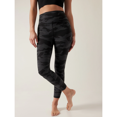 Athleta Elation Camouflage 7/8 Tight Leggings Yoga High Waist Gray Black M