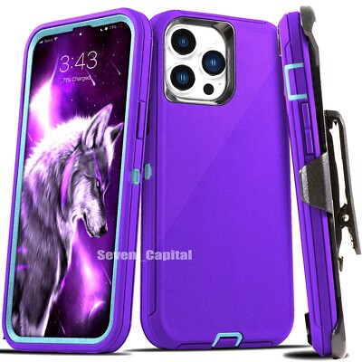 For iPhone 15 14 Plus 13 12 11 Pro Max Shockproof Heavy Duty Case + Belt Clip