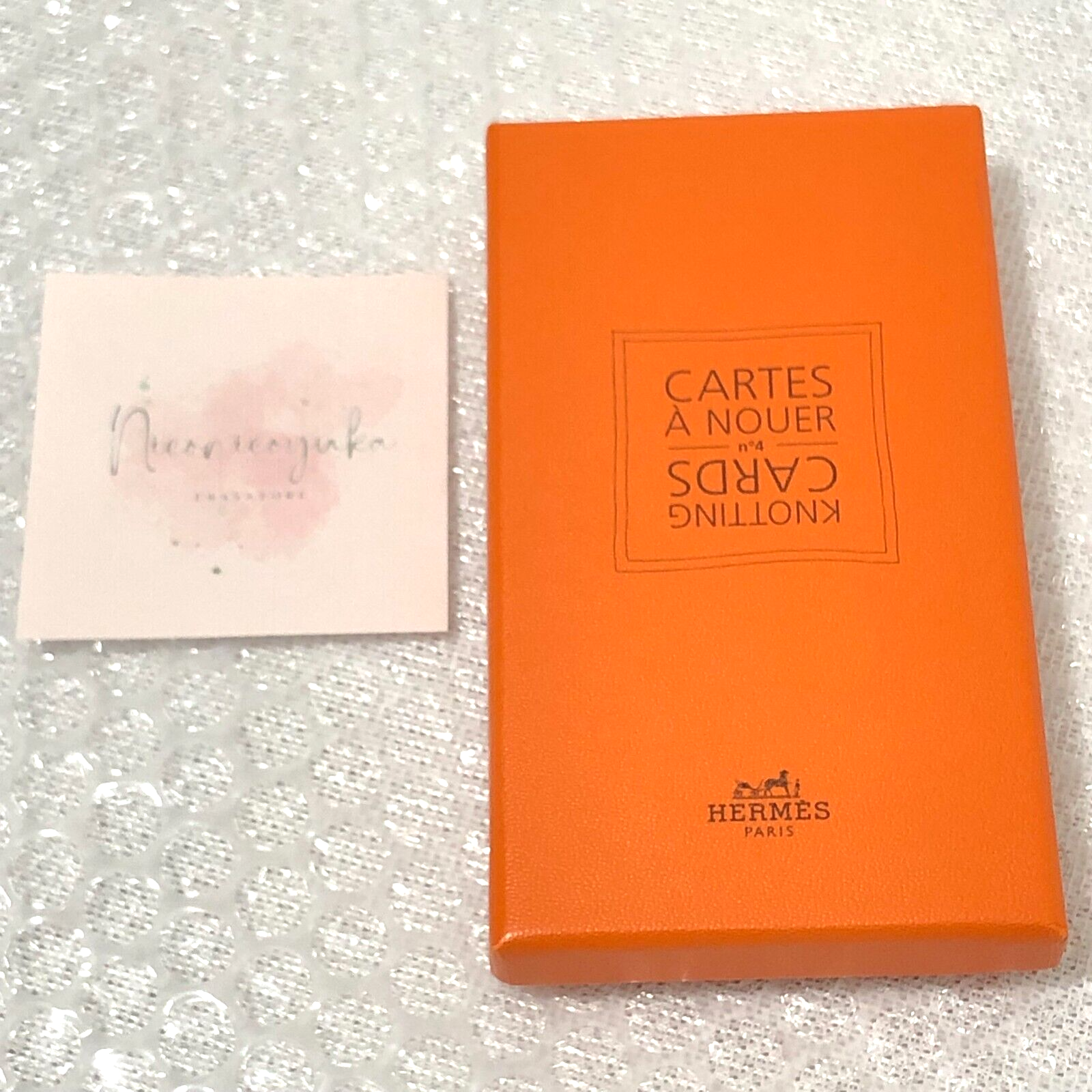 Hermes Scarf Knotting Cards No. 4 Orange Box Accessory Auth