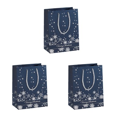 SIGEL GT111 Christmas Gift Bag''Silver Snowflakes'', Small, 17 x 23 x 10 cm, 3 pcs