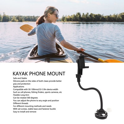 Kayak Phone Mount Holder 360 Degree Rotatable Universal Flexible Long Arm Ca HGF