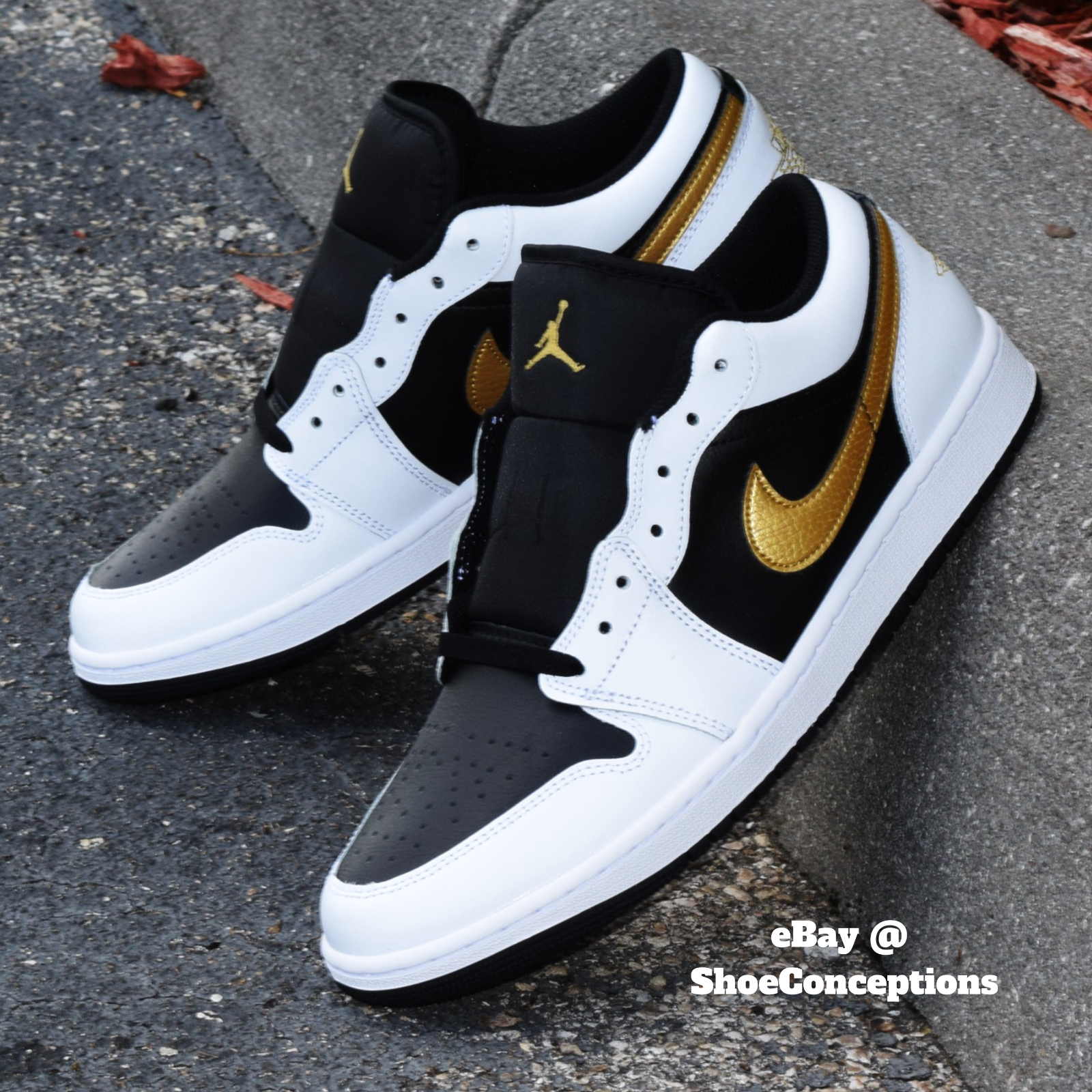 Nike Air Jordan 1 Low Shoes White Metallic Gold Black 553558 Nike Air Jordan 1 Low Shoes White Metallic Gold Black 553558
