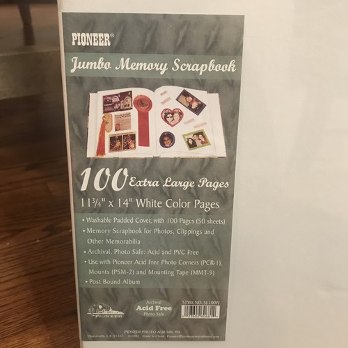 NewPioneer White Jumbo Memory Scrapbook Album 11 3/4”