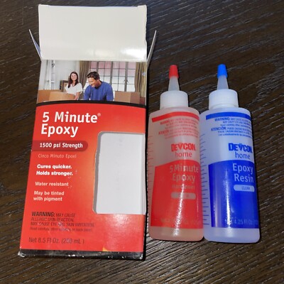 8.5Oz 5 Minute Epoxy 1500Lb Waterproof Glue 4.25Oz FAST SHIPPING