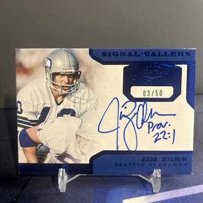 2019 Panini Plates & Patches Signal Callers Blue Jim Zorn on card auto 03/50