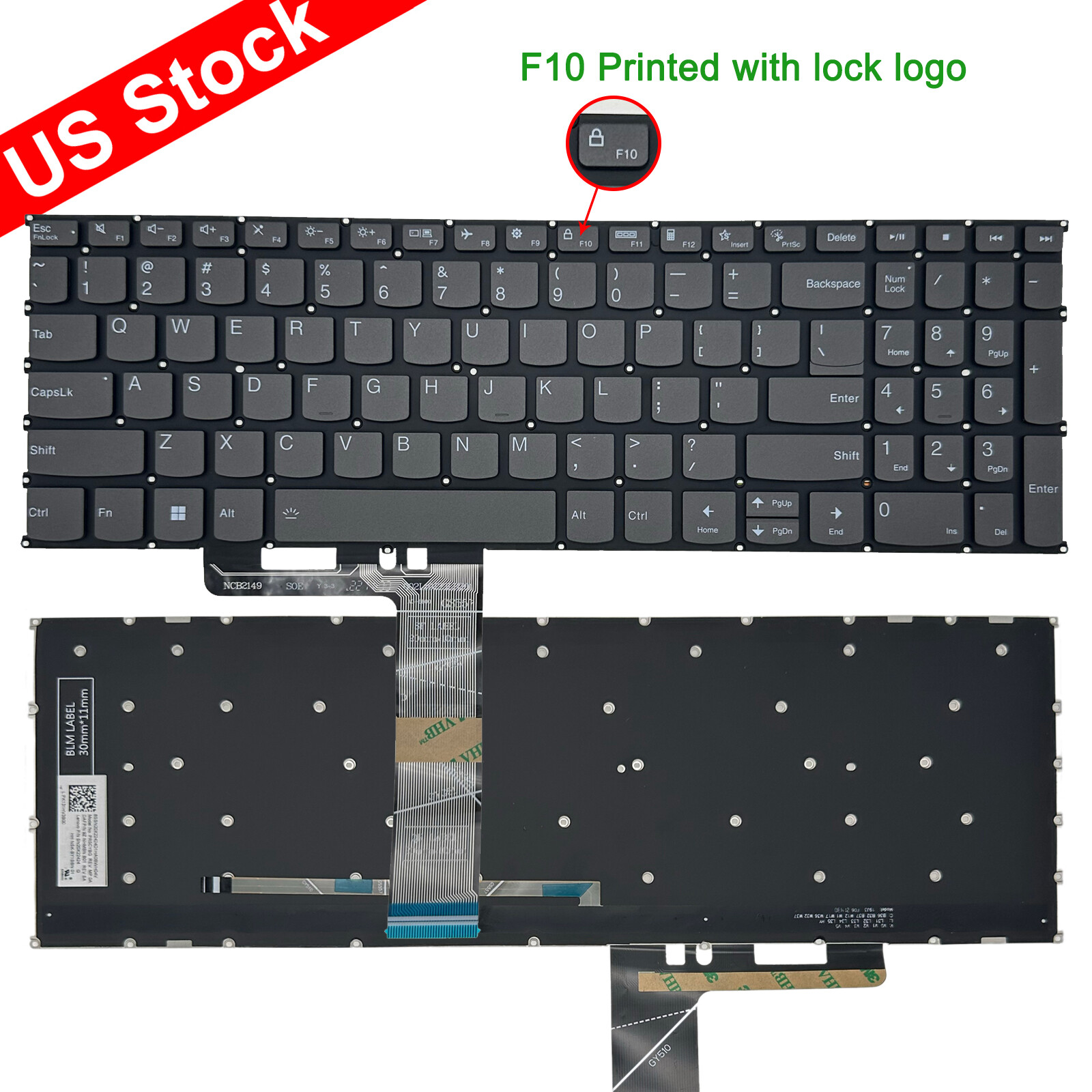 New For Lenovo Ideapad 3-15ADA6 3-15ALC6 3-15ITL6 US Keyboard Black With Backlit