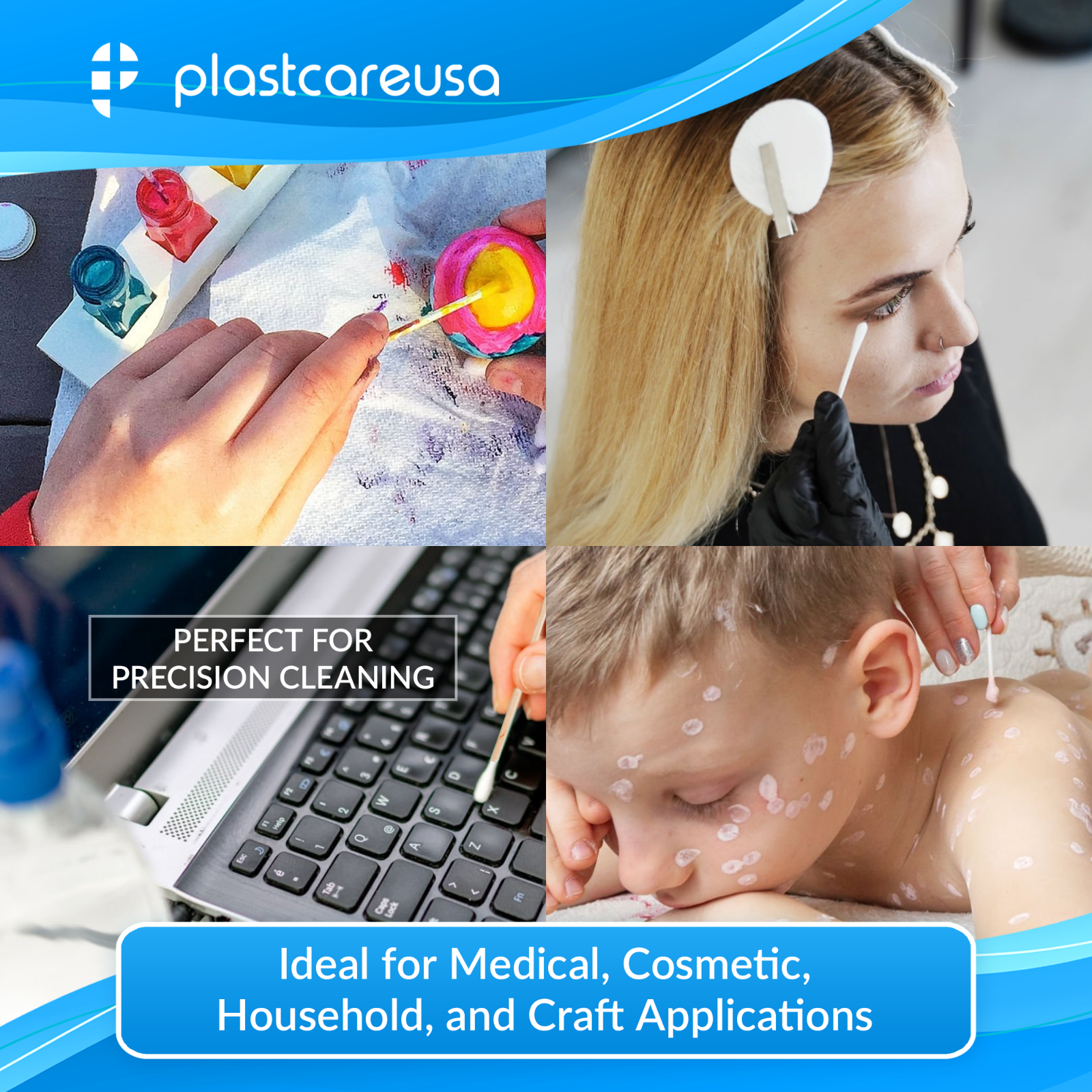 3" Cotton Tip Applicators - 1000 (10 x 100) Medical Swabs, Dental Wood Sticks