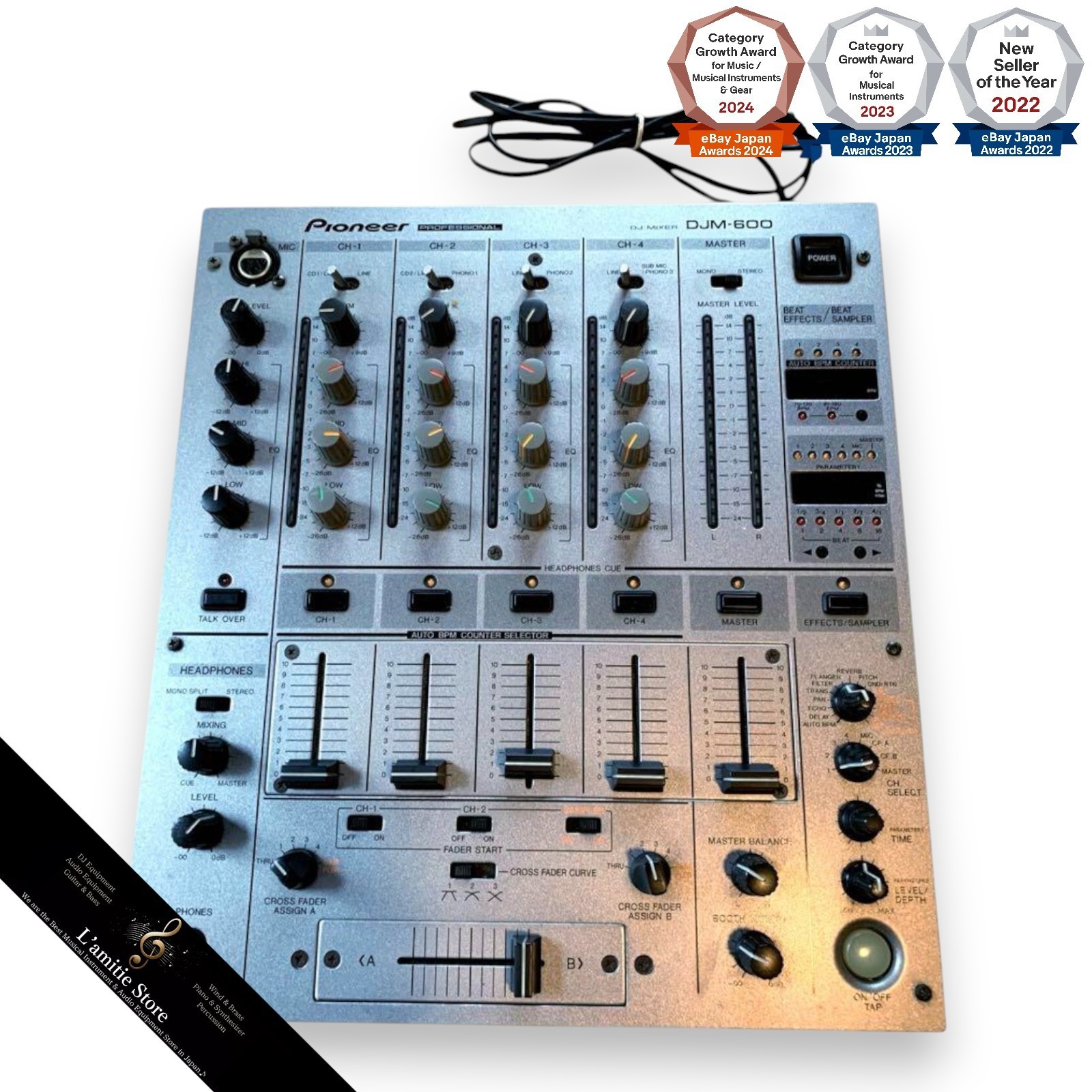 美品！動作良好！Pioneer DJM-600 DJミキサー Pioneer DJM-600 Professional Mixer 4-channel Silver 1999