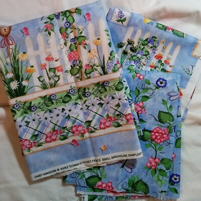 Daisy Kingdom Fabric Donna Dewberry Picket Fence Morning Glory 3 pieces