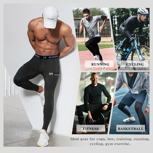 Mens Compression Quick Dry Thermal Base Layer Gym Tight Running Shirts Pants Set