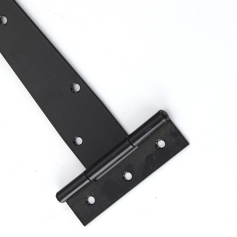 2 BLACK TEE HINGES HEAVY DUTY SHED GATE DOOR STRAP T HINGE 