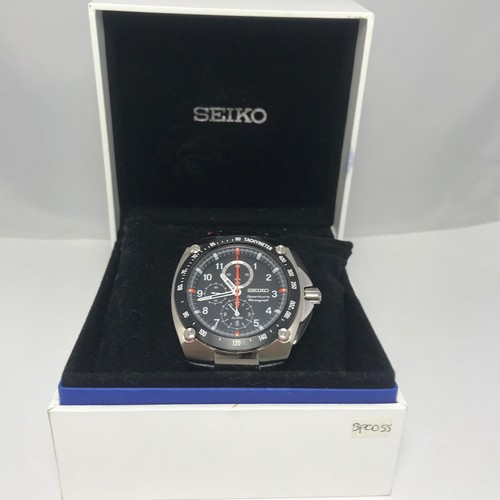Pre-owned Seiko Chronograph Mens Sportura Leather Watch Spc055 Collectors Item Spc055