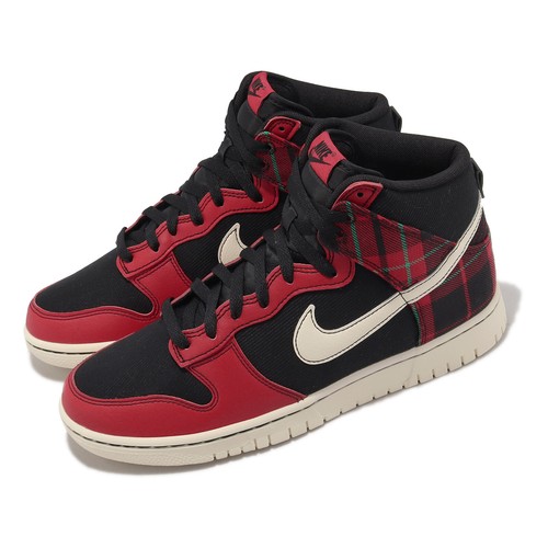 Nike Dunk HI Retro SE Plaid Black Pale Ivory Мужские повседневные кроссовки DV0826-001