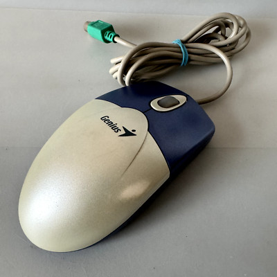 GENIUS WebScroll+ Track Ball PS/2 Mouse 2-Button Scroll Wheel Wired Silver Blue