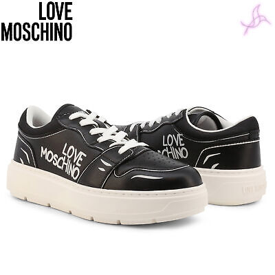 Pre-owned Moschino Sneakers Love  Ja15254g1giaa Women Black 135835 Shoes Original Outlet