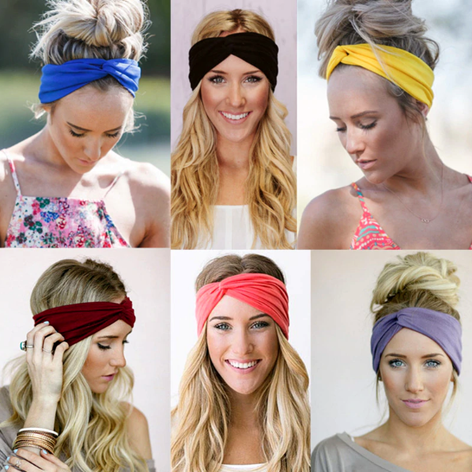 Stirnband Haarband Damen Twist Hair Bands Sommer Stretch Bandana Sport Knoten