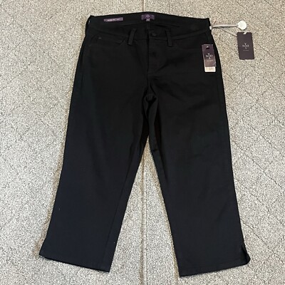 NYDJ Marilyn Crop Jeans Womens Size 4 Black Straight Lift Tuck Stretch NWT
