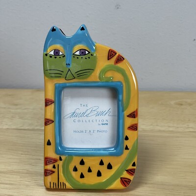 Laurel Burch Collection Cat Mini Frame Ganz Gold Teal Green 2X2 Bold Colored