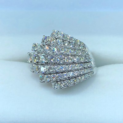 2.80Ct Round-Cut Moissanite Waterfall Cocktail Engagement Ring 14k White Gold