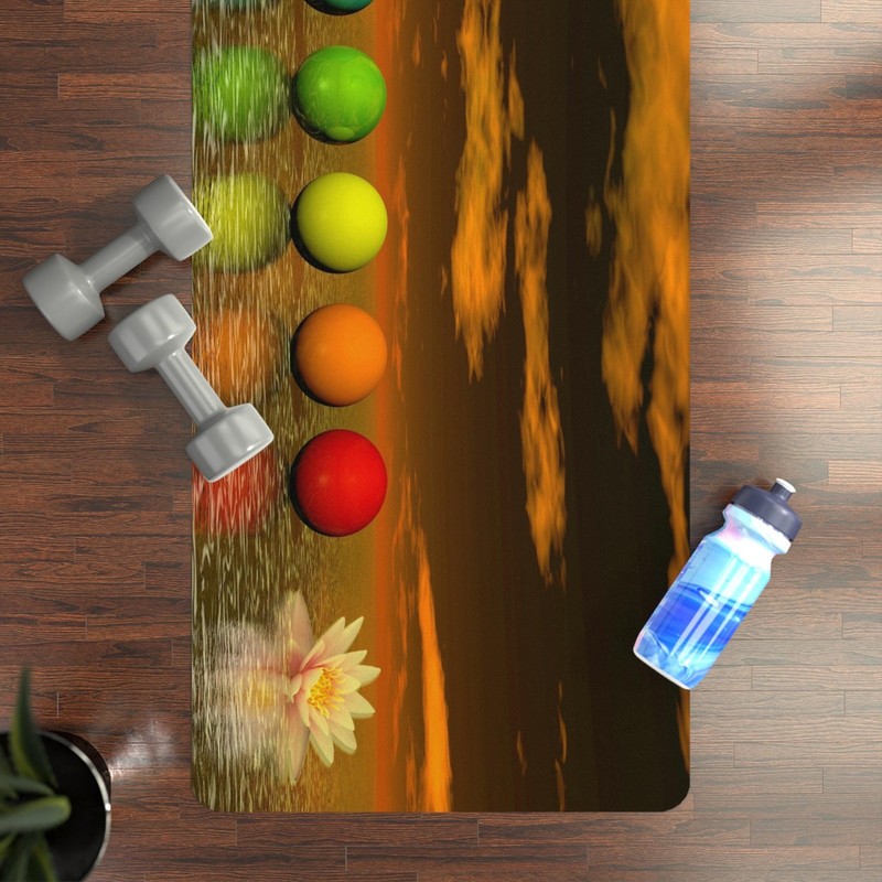 Rainbow Chakra Yoga Mat 24x72  Microfiber Suede Non Slip Portable