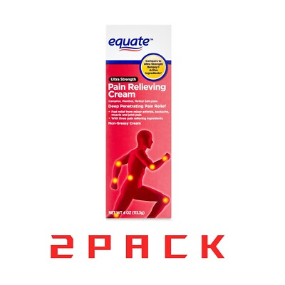 (Pack of 2) Equate Ultra Strength Pain Relief Cream, 4 oz