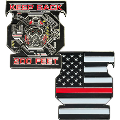 BL3-018 Thin Red Line Fire Fighter Challenge Coin Bottle Opener Fire Department