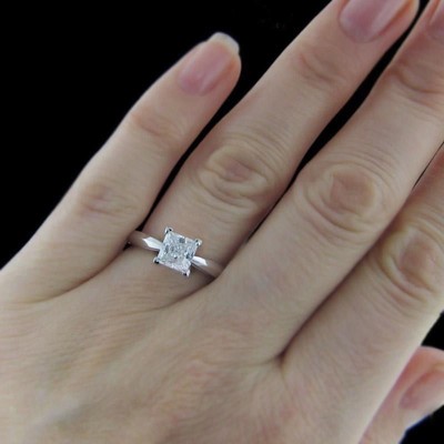 Pre-owned Pucci 0.5ct Princess Classic Simulated Engagement Promise Ring 14k White Solid Gold In White/colorless