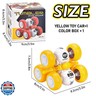 CDDZSW Pull Back Truck for Toddler Boys for Ages 3-5,6 Rounds Inertia 360° Rotating Stunt Car Toys 3 4 5 6 Year Old Kids,Push and Go Vehicle Toy Party Favors for Boys Girls Birthdays Present (Yellow)
