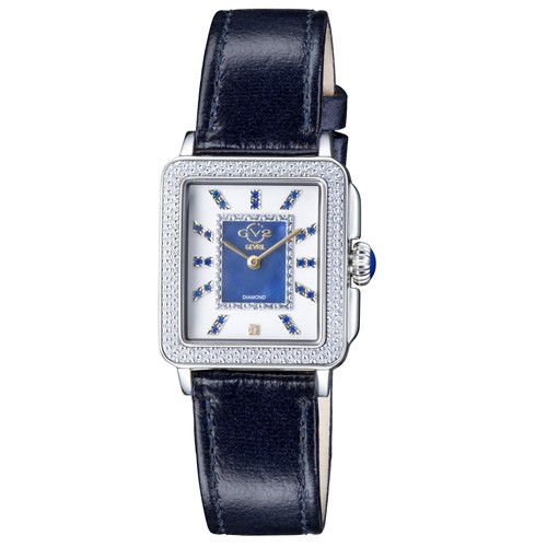Pre-owned Gv2 By Gevril Women's 12332 Padova Gemstone Blue Mop Dial Swiss Quartz Watch